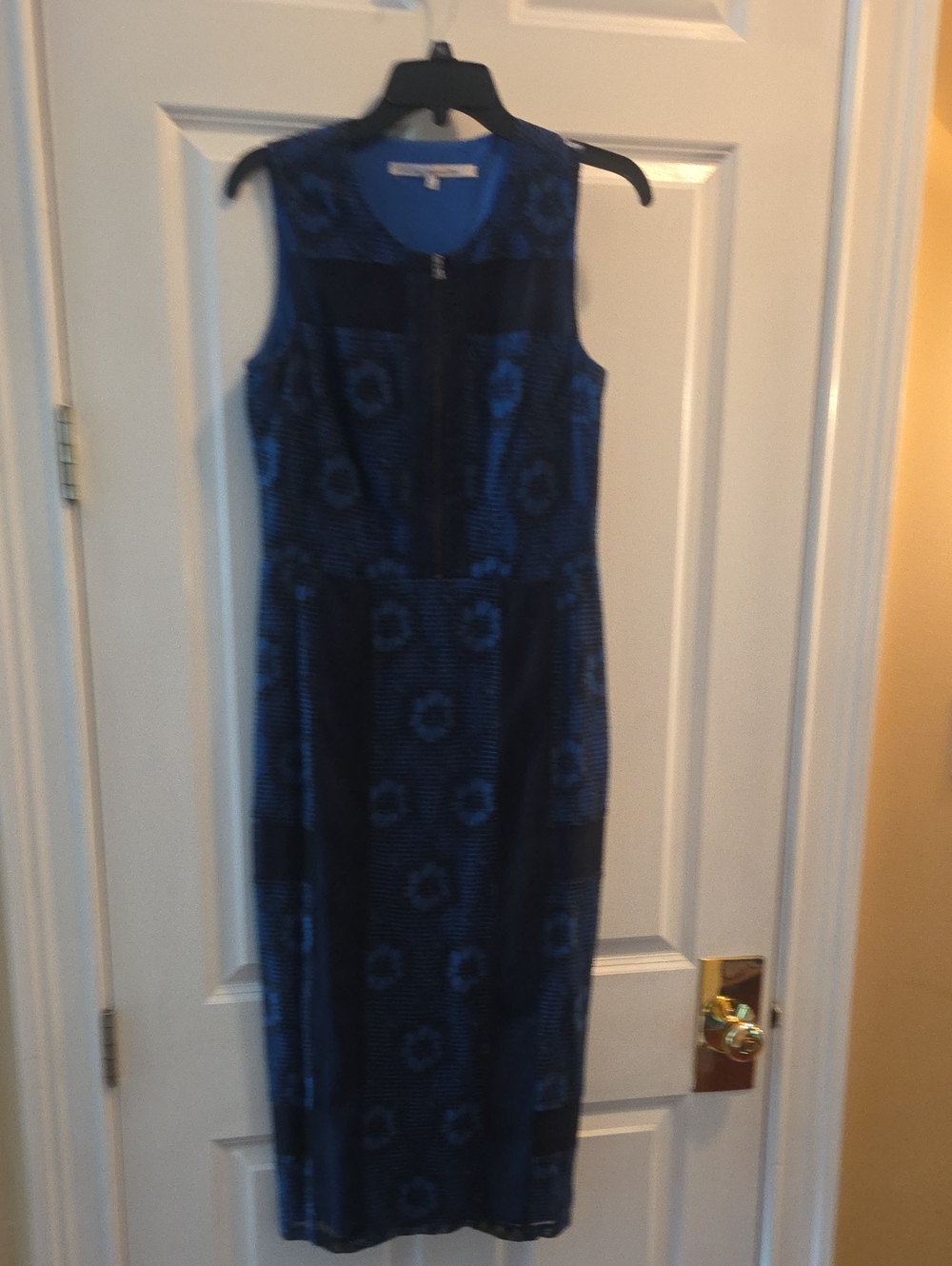 RACHEL Rachel Roy Blue Floral Zip-Front Sleeveless Midi Dress